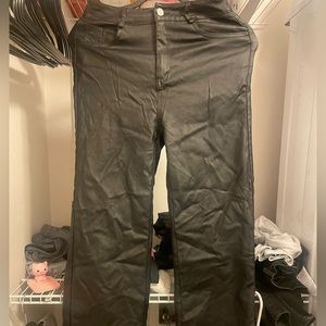 SHEIN Faux Leather Straight Leg Pants